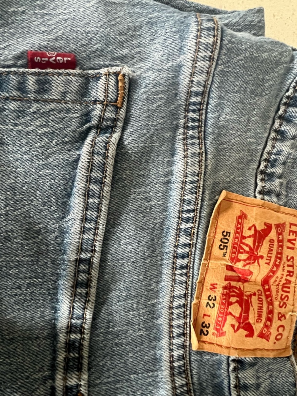 Mens Levi's 505 Regular Fit Jeans 32x32 - Light Blue